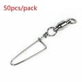 50pcs bag Swivel MS HX Rolling Ball Bearing with Coastlock Snap Stainless Steel Fishing Swivels Connector