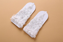 Fast Shipping In Stock Elegant Lace Beaded White Ivory Wedding Accessories Fingerless Bridal Gloves