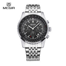 Megir moda para hombre de cuarzo reloj de hombre de lujo de negocios reloj impermeable 2008 del envío libre