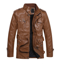 2014 men’s wear brand men’s leather coat collar of cultivate one’s morality in long water business casual and topcoat