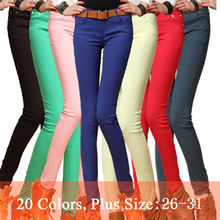 Fashion Women Sexy Candy Color Pencil Pants/Casual pants/Skinny Pants With Cotton Summer Trousers Fit Lady jeans Free Shipping