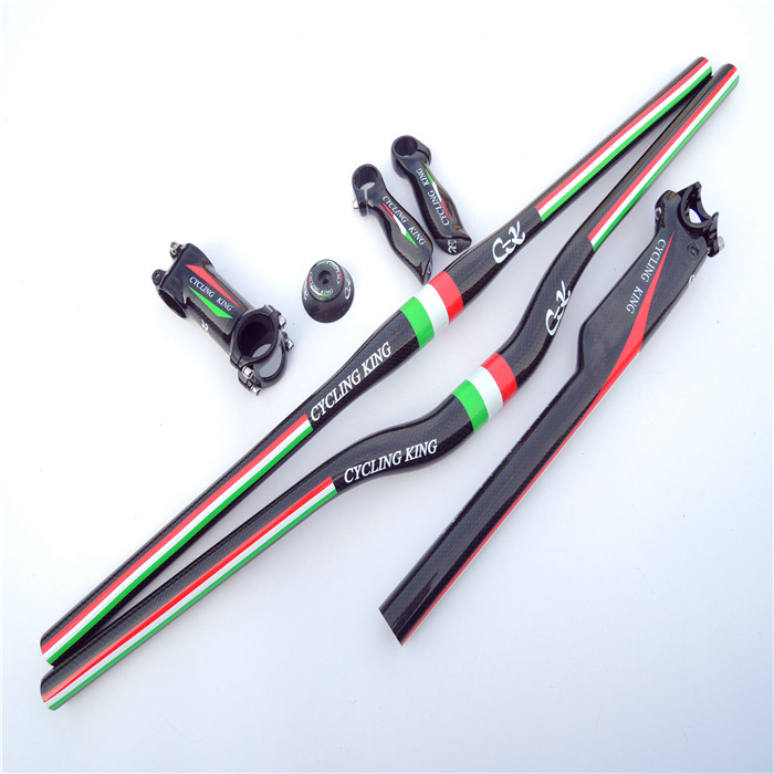 1 set cyclingking carbon fiber bicycle parts MTB mountain bike handlebar flat bar riser stem offset seatpost