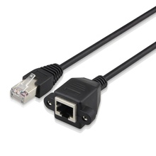 200pcs 0.3m 30CM RJ45 Male to Female Screw Panel Mount Ethernet LAN Network Extension Cable