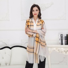 2016 Luxury Brand designer pure plaid Pashmina shawls cashmere tartan scarf for women Celebrity winter warm infinity 220*95cm
