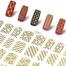 Perfect Summer 3D Gold Nail Stickers 1 big Sheet Metallic Nail Art Decoration Tools Mixed Design