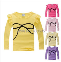 2015 spring Autumn children s long sleeve T shirt elasticcandy colors girls t shirts kids tops