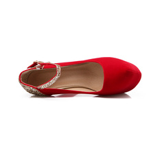 Size 32 42 Fashion Spring Autumn flock women red wedding shoes sexy Round Toe Mary Janes