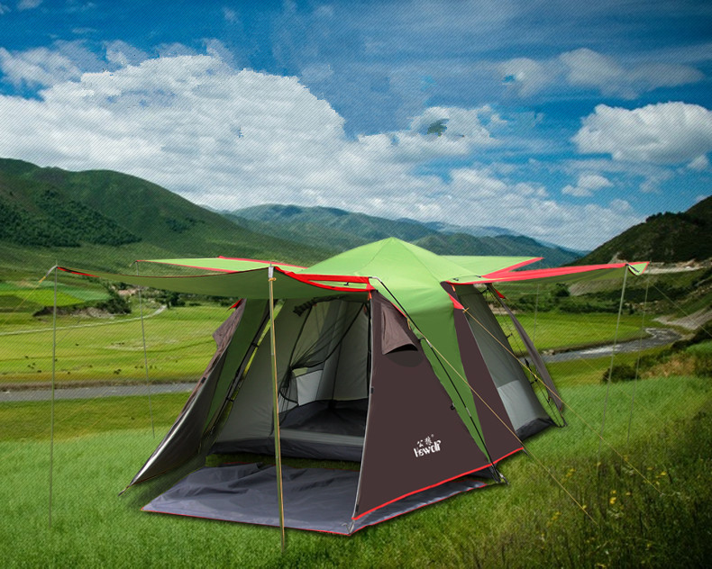 Outdoor camping hiking automatic camping tent 4person double layer family tent sun shelter gazebo beach tent awning tourist tent