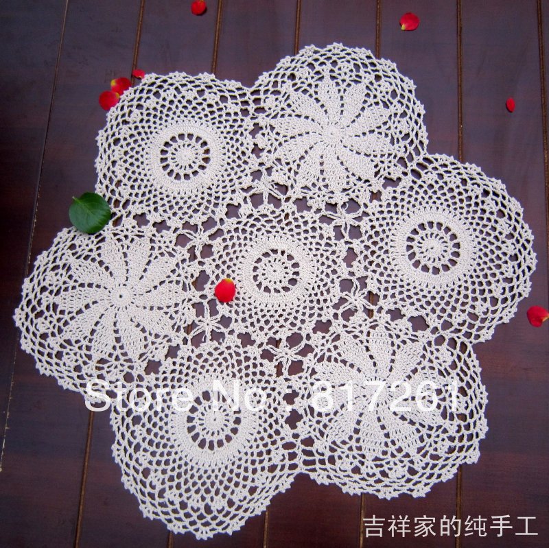 Free shipping 60cm round cotton crochet table runner for ...