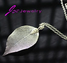 Cheap costume jewelry gold color alloy blade design pendant necklace 2015 new women (really leaves necklace)