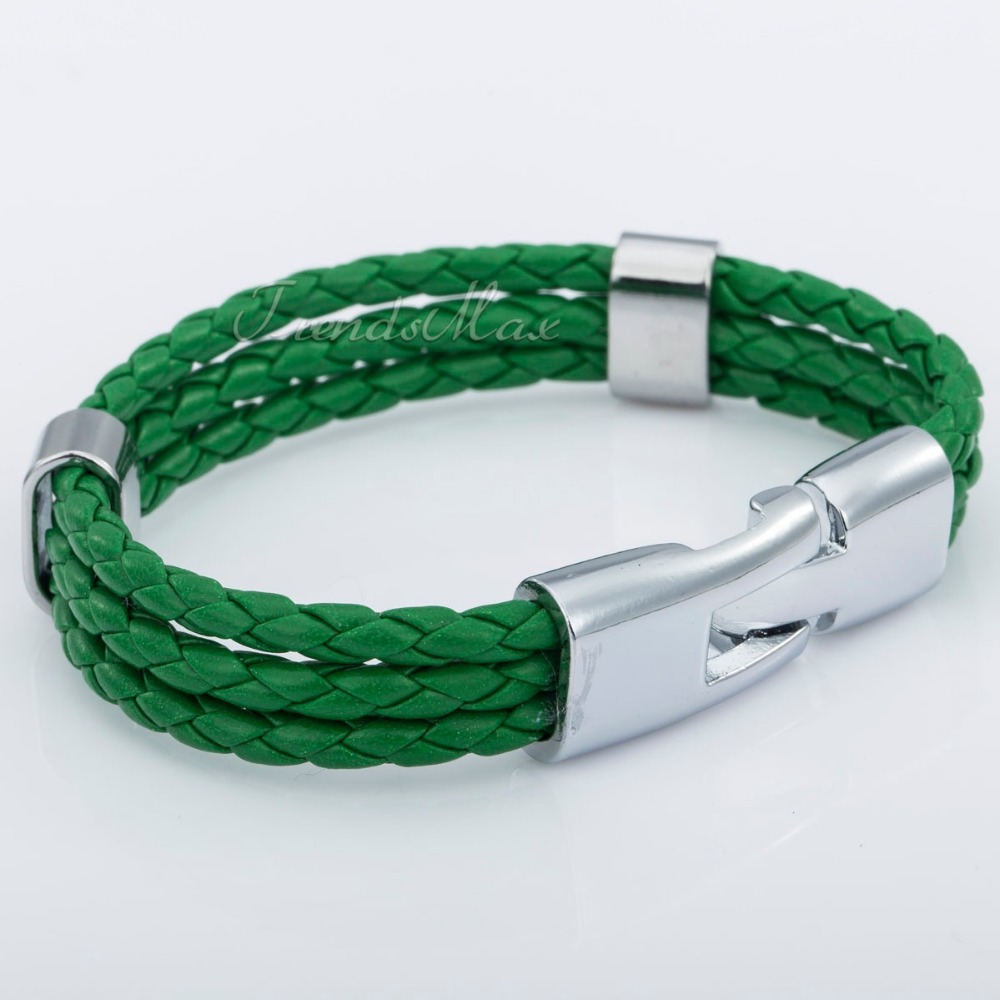 Bulk Sale 8inch 12mm Fashion MENS Womens Leather Bracelet Jewelry 6 Colors Rope Surfer Wrap Wristband