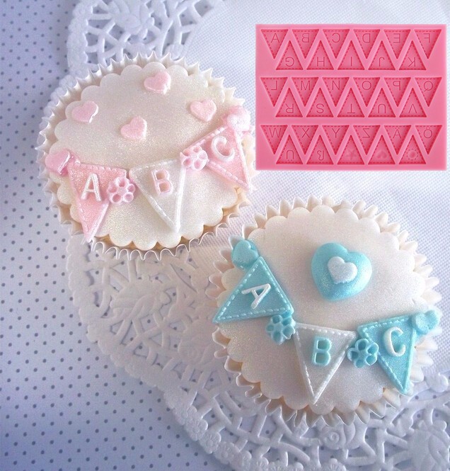 Details about   Letter Flag Bunting Fondant Silicone Mold Cake Decorating Chocolate Baking Mould 