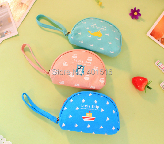 2014 New Korea Style Canvas Oval Cute Happy Family Purse / Coin Bag