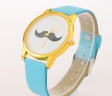 2014 Best selling series men relojes personalidad bigote relojes venta al por mayor / multicolor cuarzo correa de la señora reloj shiping libre
