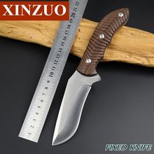 Xinzuo enterizos fijo de la lámina Bowie cuchillos Dard Rosewood mango envoltura de cuero que acampa viajar táctico del cuchillo envío gratis