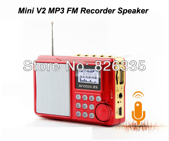 Portable Digital Mini Clock FM Radio Music Player Sound Speaker Supports Earphone TF Card USB V2