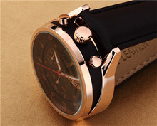 New Design Header 100 Genuine Leather Quartz Watches Water Resistant Multi Functional Small Dial Work Watches