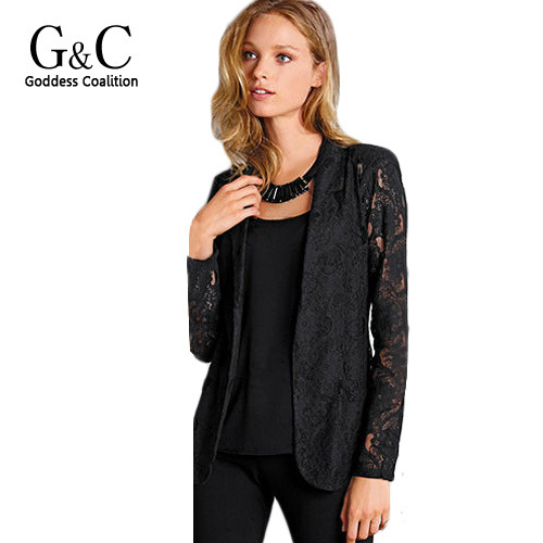 Sheer Lace Women Blazers Ladies Floral 2015 Fashion Patchwork Slim Fit