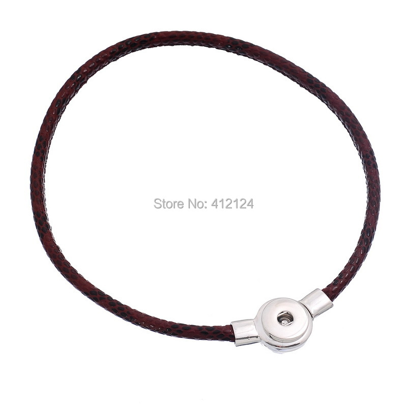 25 Wholesales DIY Necklaces Dark Brown Snakeskin Magnetic Clasp Fit Snaps Press Button 50cm