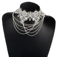 Vintage Lace Black White Elegant Handmade Gothic Statement Necklace Jewelry For Women Choker Pendants Accessories