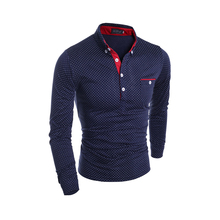Hot Sell Mens polo shirt Fashion Brand Polka dot printing Lapel long sleeve polo unlined upper garment man Paul shirt SL
