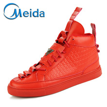 New Arrival High Top Men Fashion Shoes Lace Up Leather Casual Flat Shoes Solid Vintage Winter Boots For Men Trainers Superstar