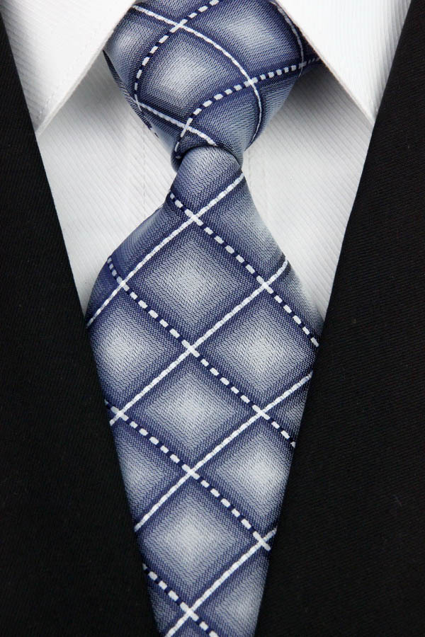 NT0152 Gray White Plaid Smooth Man s Wedding Business Luxury Tie Jacquard Woven Classic Silk Polyester