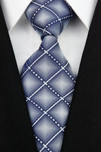 NT0152 Gray White Plaid Smooth Man s Wedding Business Luxury Tie Jacquard Woven Classic Silk Polyester