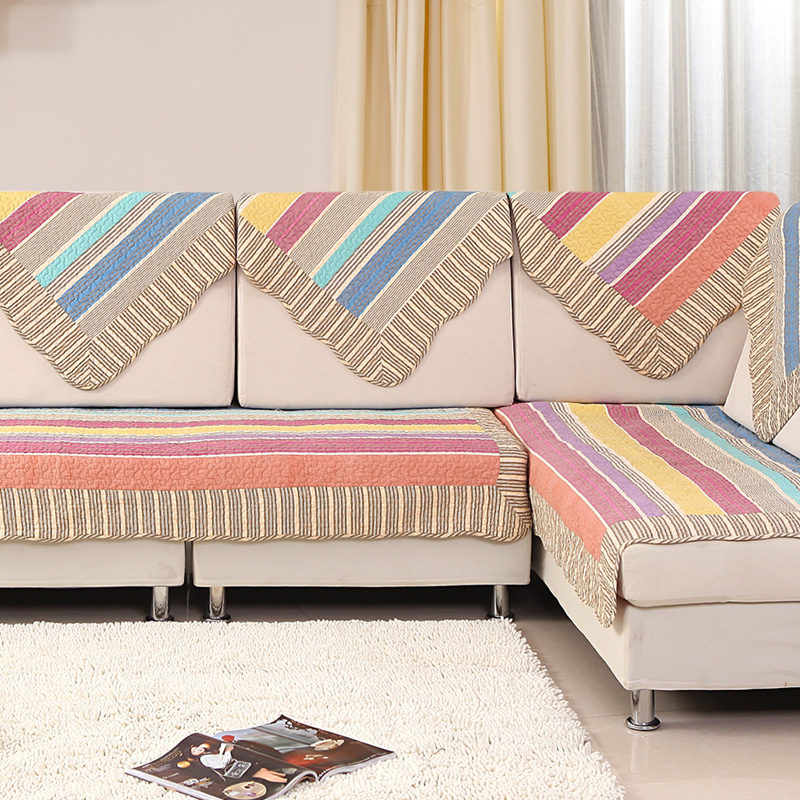 Spring and summer cotton 100 leather sofa mat fabric cushion quilting