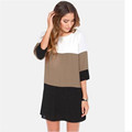 Europe United 2016 Summer Latest Fashion Women Big Yards Dress Sexy Loose Leisure Three Color Joining