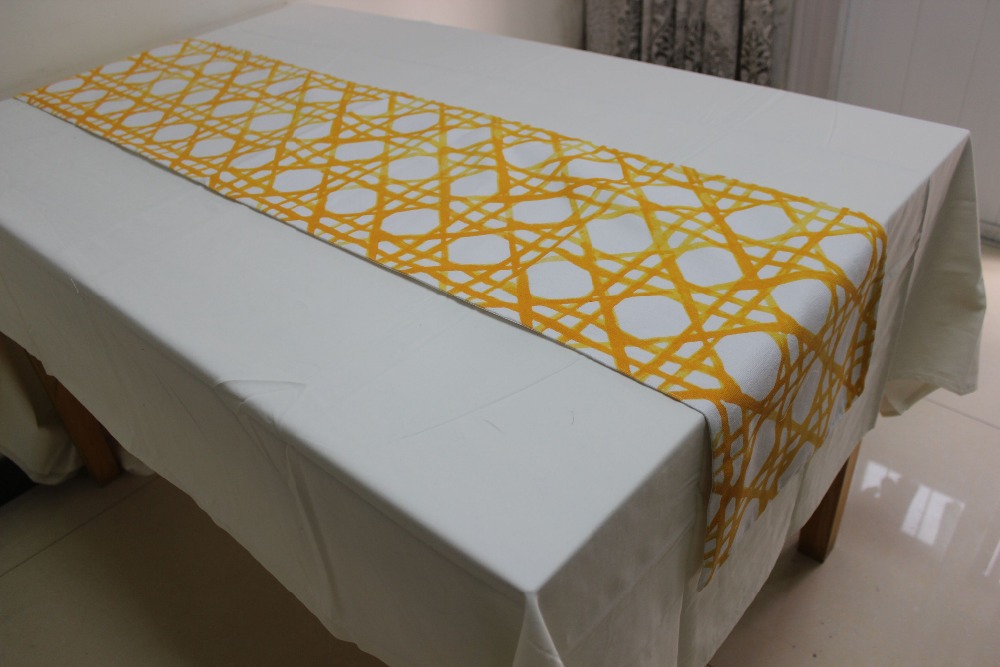 cotton table 33 180 table runner modern  canvas runner abstract geometrics cotton yellow yellow cm