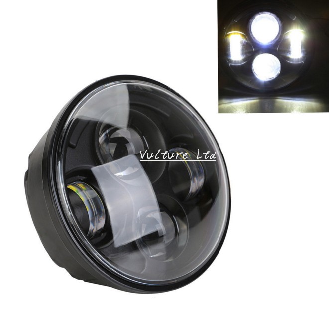 Black 5.75 5 3/4 Motorcycle Projector LED Light Bulb Headlight For Harley Day