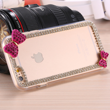 Case For iPhone 6 Plus Diamond Butterfly Bow Glitter Bling Rhinestone Clear Mobile Phone Accessories Cover