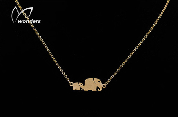Dainty Mom Baby Elephant Necklace in GoldSilver