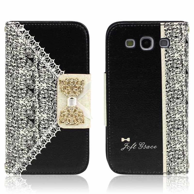 Fashion Black Cute Flip Wallet Leather Case Cover for Samsung Galaxy S5 i9600 Mobile Phone Accessories