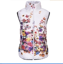 Genuine ladies vest jacket Winter Women Korean printing cotton vest short paragraph Slim Down Hooded Vest