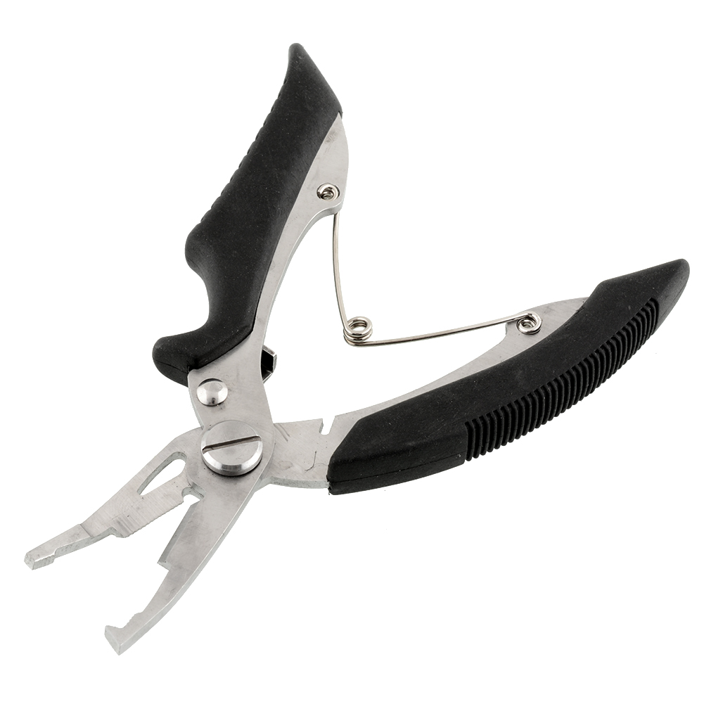 Fishing Fish Plier Scissor Braid Line Cut Hook Lure Remover Remove Split Ring Tackle Tool Kit Black free shipping