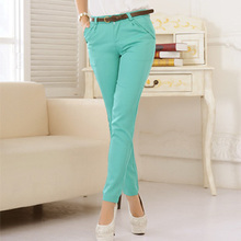High Street Fashion 2015 spring roll up hem fashion pants plus size women casual pants overalls