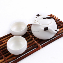 Green White Ceramic Travel Tea Set Porcelain Kung Fu Teapot Tea Cup Set