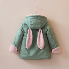 New 2014 autumn winter baby clothing girls fleece velvet casual coat children cute Rabbit ears outerwear