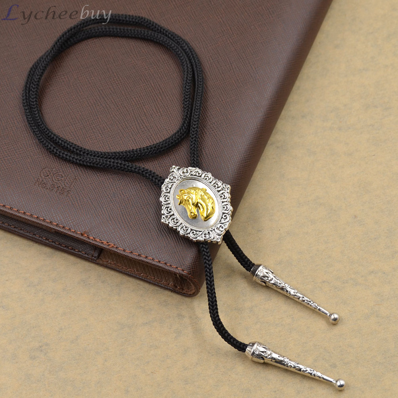 Fashion Horse Head Nylon Rope Dance Rodeo Western Cowboy Bola Bolo Tie