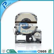 SS12KW 12mm compatible Tepra label tape black on White KINGJIM LC tape cartridge for Tepra Pro SR150 lw 400 lw 700