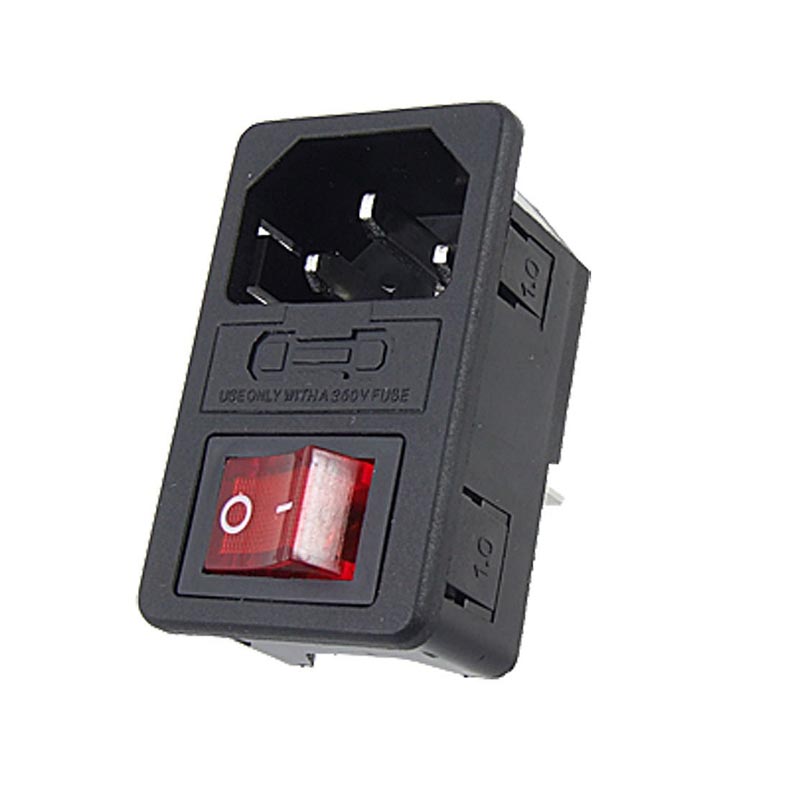 Гаджет  HIGH QUALITY Red Light Power Rocker Switch Fused IEC 320 C14 Inlet Power Socket Fuse Switch Connector Plug 10A 250V None Бытовая электроника