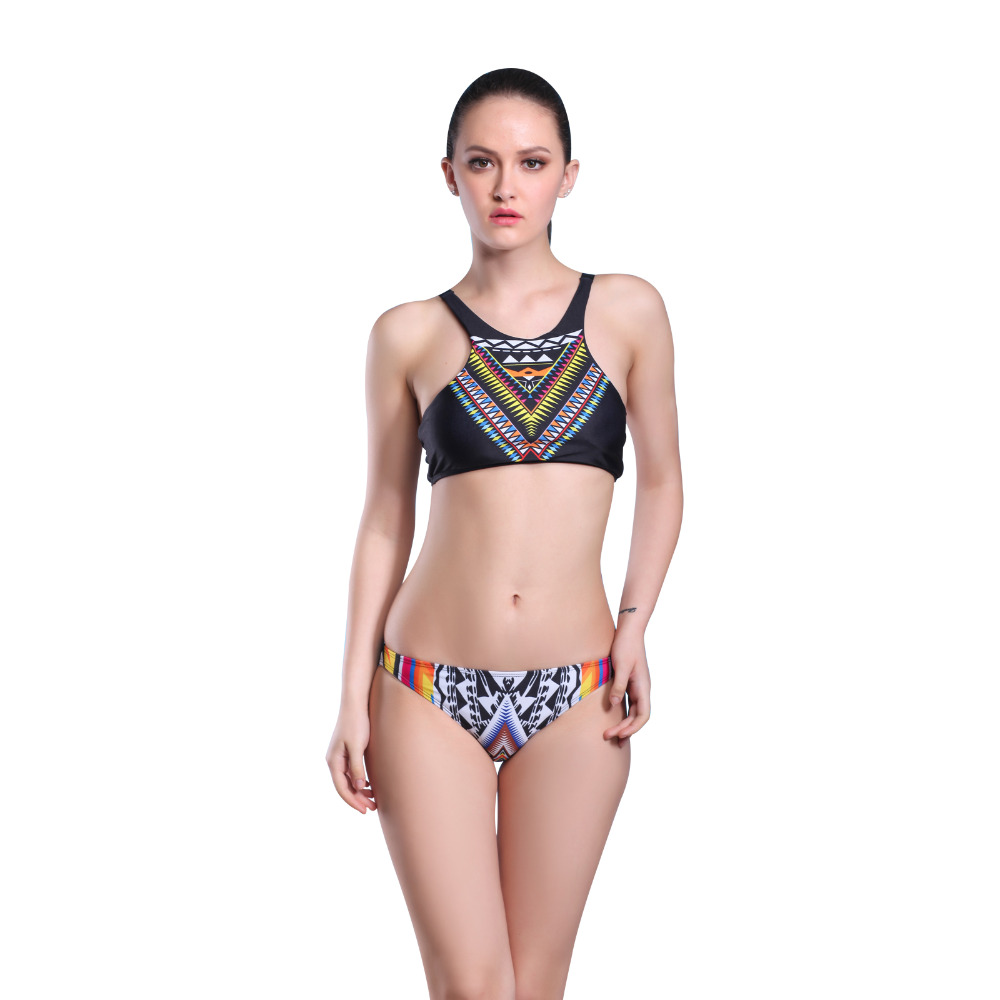 2016 New Design Print Color High Neck Low Waist Women Swimwear Bikini Set Sexy Bathing Suit Bikini Brand Bikini SJ16030 2016 New Design Print Color High Neck Low Waist Women Swimwear Bikini Set Sexy Bathing Suit Bikini Brand Bikini SJ16030
