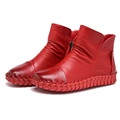 2017 Handmade Sewing Fashion Genuine Leather Flat Ankle Women Boots Ladies Spring Autumn Leisure Shoes Woman
