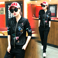 tracksuit for women 2016 autumn women s flower Printed jacket pants Retro suits female large size