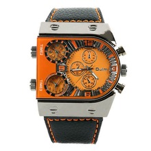 Arrival Mens Military Army S-Shock Resist Relojes 3 Time Zones Relogio Movements Quartz Watch Wrist Leather