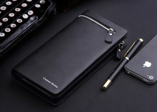 Free shipping 2015 new business men long wallet zipper purse leather handbags made of multi card