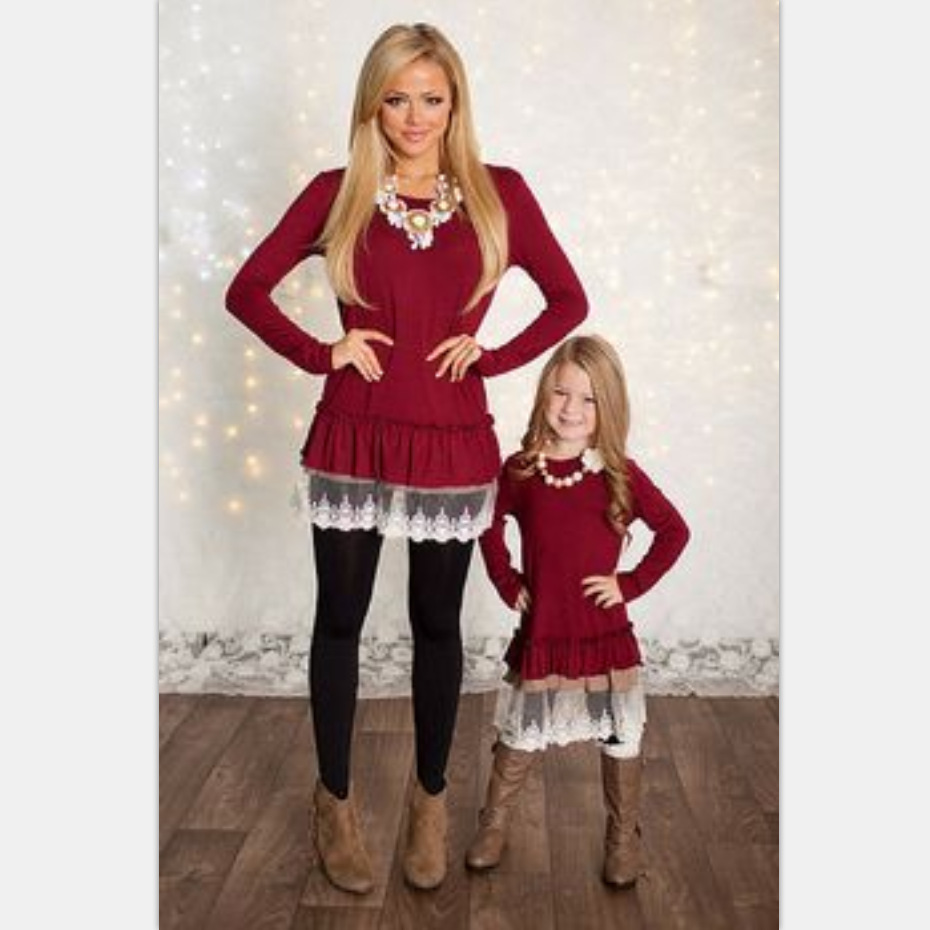 mother and daughter matching christmas dresses
