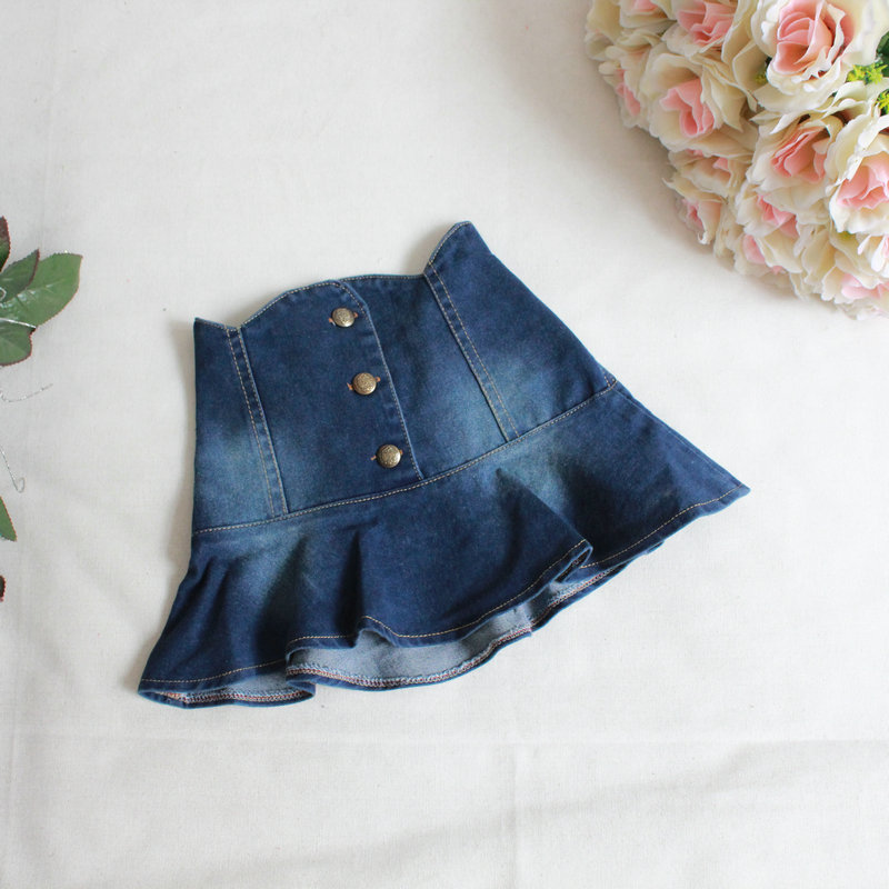 Fashion Skirts 2015 Baby Girls Denim Wash Blue Skirt Kids Girl Fall Ruffle Fashion Jean Skirt baby girl clothes